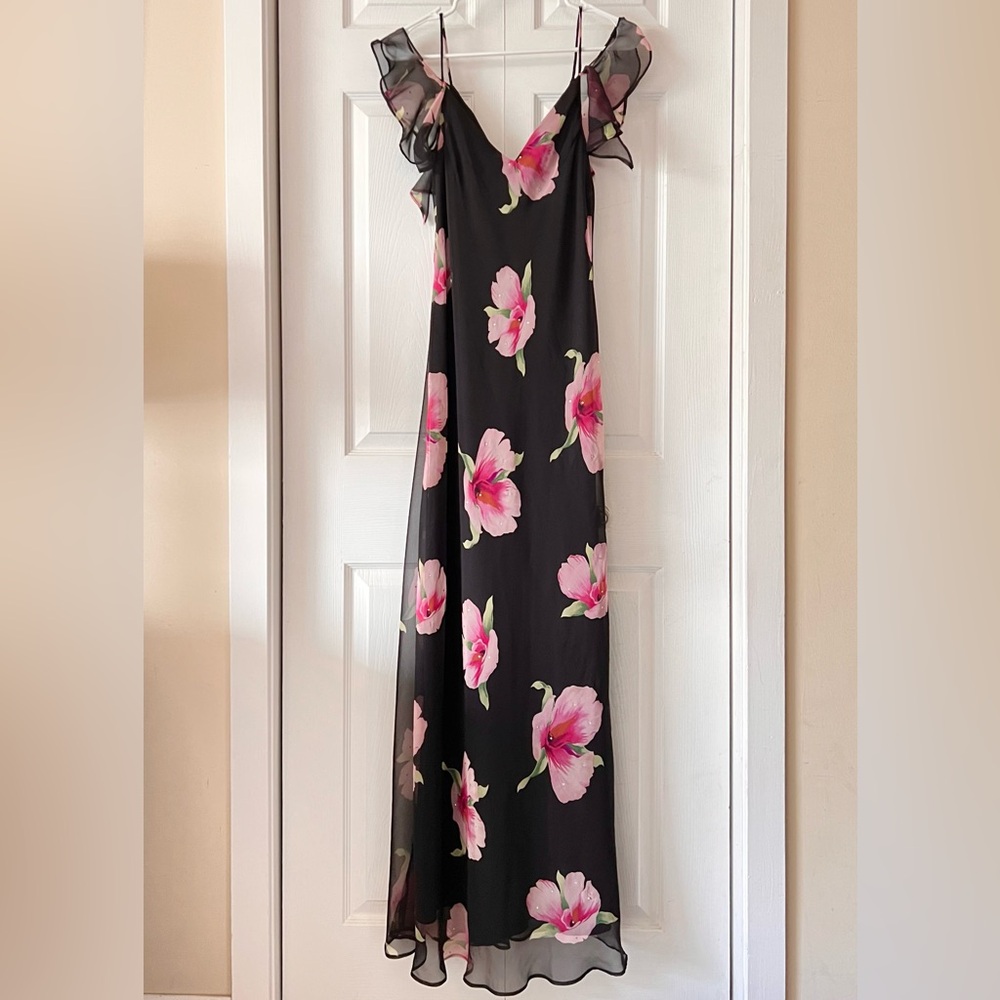 Chelsea Nites Floral Ruffle Sleeve Dress